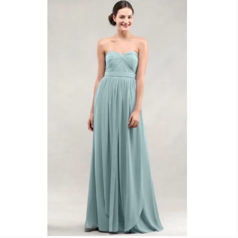 JENNY YOO BHLDN ANTHROPOLOGIE Aidan Chiffon Convertible Strapless Gown Ciel Blue